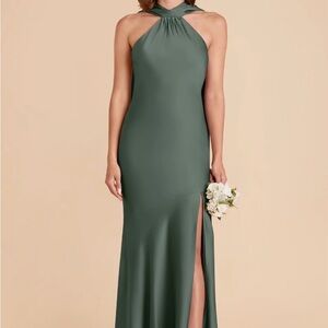 BIrdy Grey Eileen Dress in matte satin eucalyptus